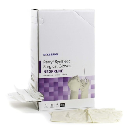 Mckesson Disposable Gloves, 7.9 mil Palm, Polychloroprene, Powder-Free, 7, 400 PK, Cream 20-2670N